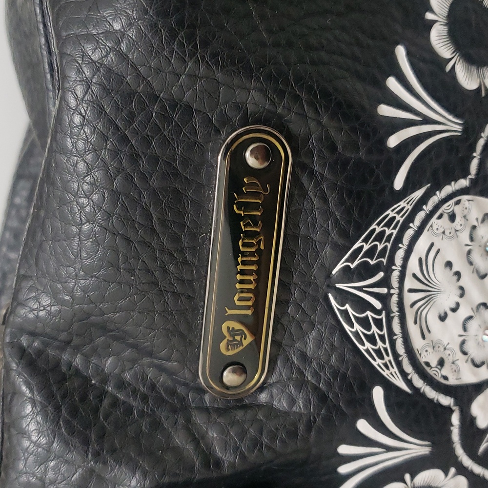 Loungefly Black and White Sugar Skull Day Of The Dead Vegan Leather Handbag - Picture 9 of 16